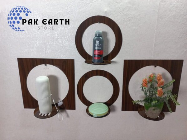 3D Round and Square Wooden Wall Shelf - Image 2
