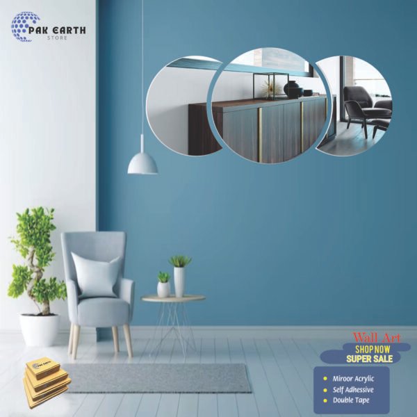 3D alf-Moon Self Adhesive Acrylic Roun Mirror for Home Wall Decoration