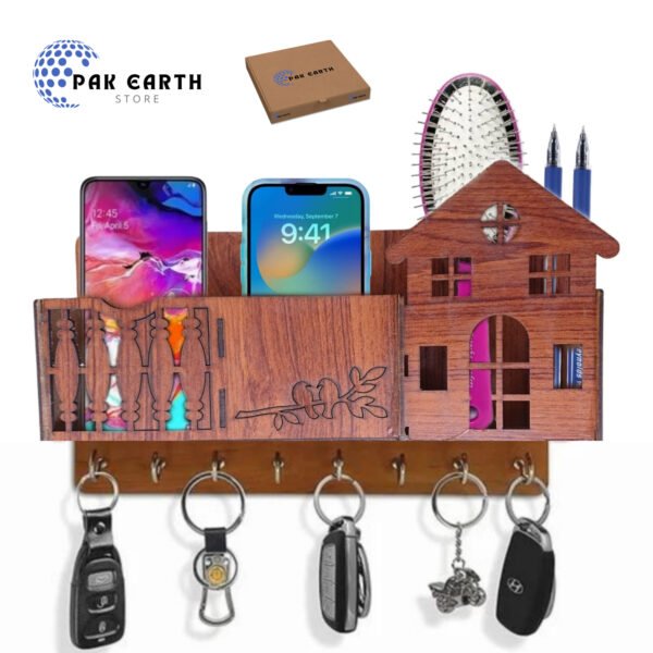 Mobile Holder I 8 Hock I Wall Hanging Keys Wooden For Bedroom