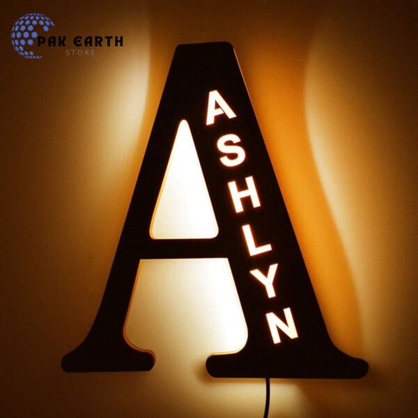 LED Wall Lamp with Custom Name Wood Lamp 26 A-Z Letters Alphabet For Home Decor - Image 2