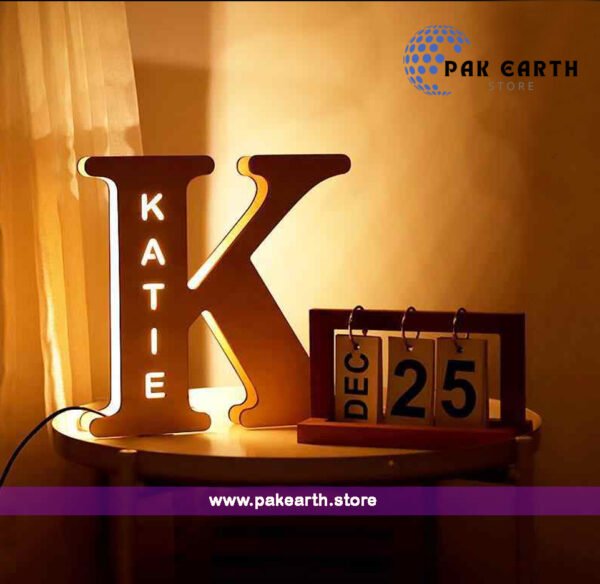 LED Wall Lamp with Custom Name Wood Lamp 26 A-Z Letters Alphabet For Home Decor