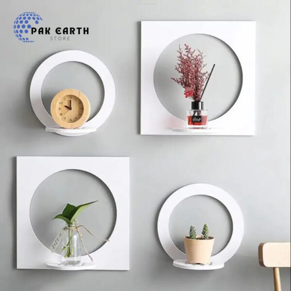 3D Round and Square Wooden Wall Shelf - Image 3
