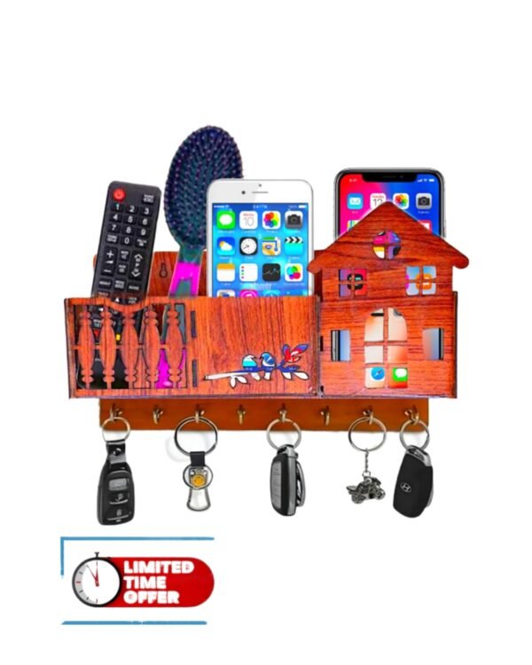 Mobile Holder I 8 Hock I Wall Hanging Keys Wooden For Bedroom - Image 2