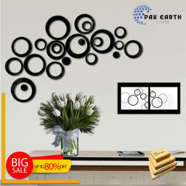 Set of 24 Wooden Rings Wall Art 3D Wooden Laser Cut DIY Design for Home Decoration