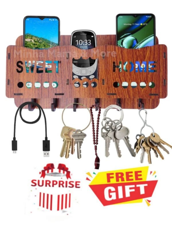 Wood mobile & Key Holder For wall decoration 6 Hook