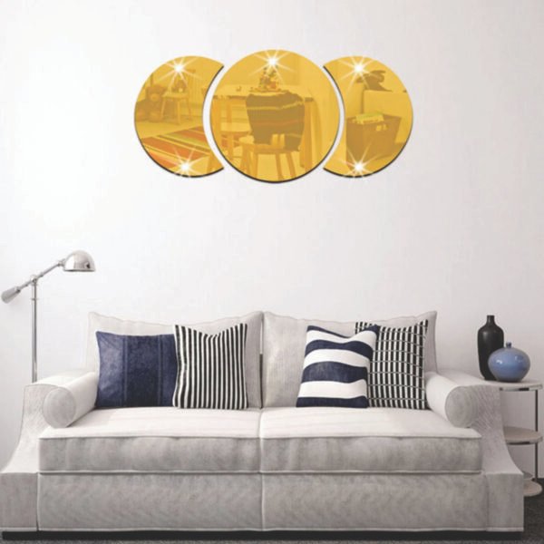 3D alf-Moon Self Adhesive Acrylic Roun Mirror for Home Wall Decoration - Image 2