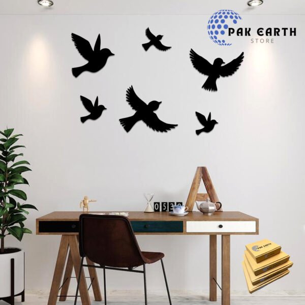 Wooden Different Sizes Flying Black Birds Wall Décor Art for Home Decoration