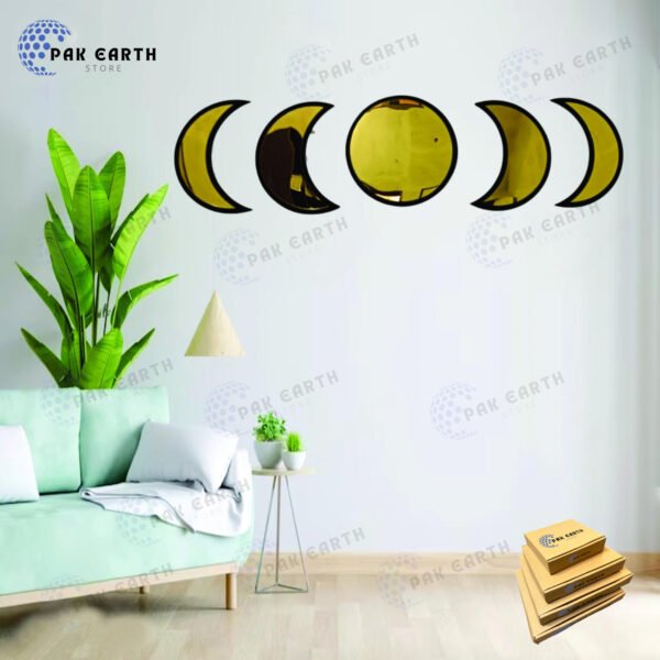 Moonphase Mirrors For wall Decoration Back Wooden Front Acrylic Moon Phase Mirror - Image 4