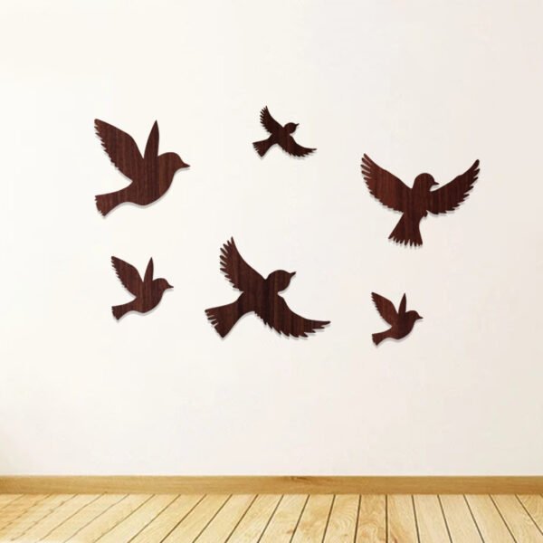 Wooden Different Sizes Flying Black Birds Wall Décor Art for Home Decoration - Image 4
