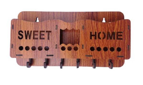 Wood mobile & Key Holder For wall decoration 6 Hook - Image 2