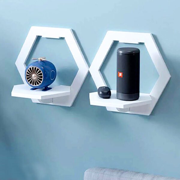 Hexagon Wall Shelf White Color - Image 2
