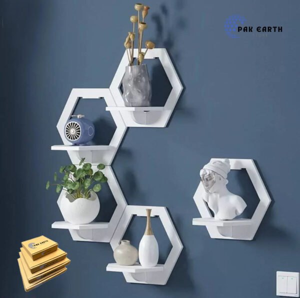 Hexagon Wall Shelf White Color