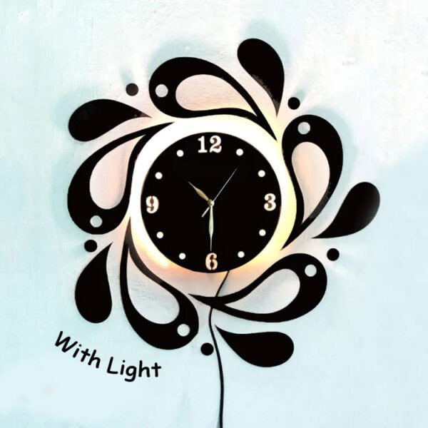 Wooden 3D WALL CLOCK With Light