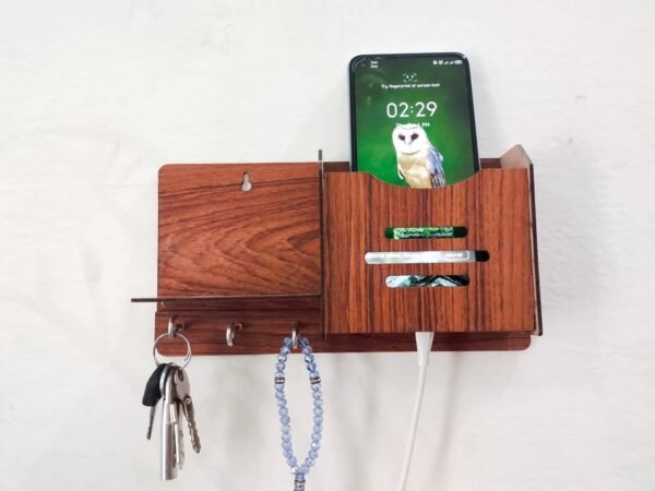 Mobile Holder I 3 Hock I Wall Hanging Keys Wooden